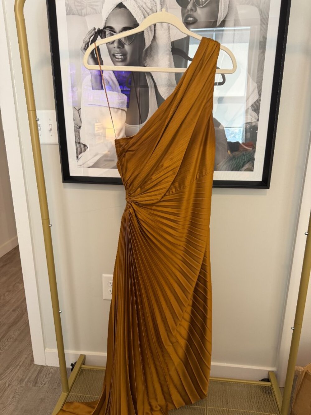 One Shoulder Pleated Maxi Dress